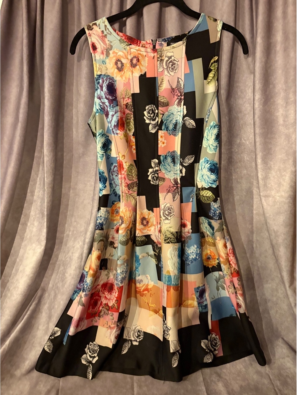 Rinascimento Italy Floral Fit Flare Dress Sleeveless Patchwork Women’s Medium